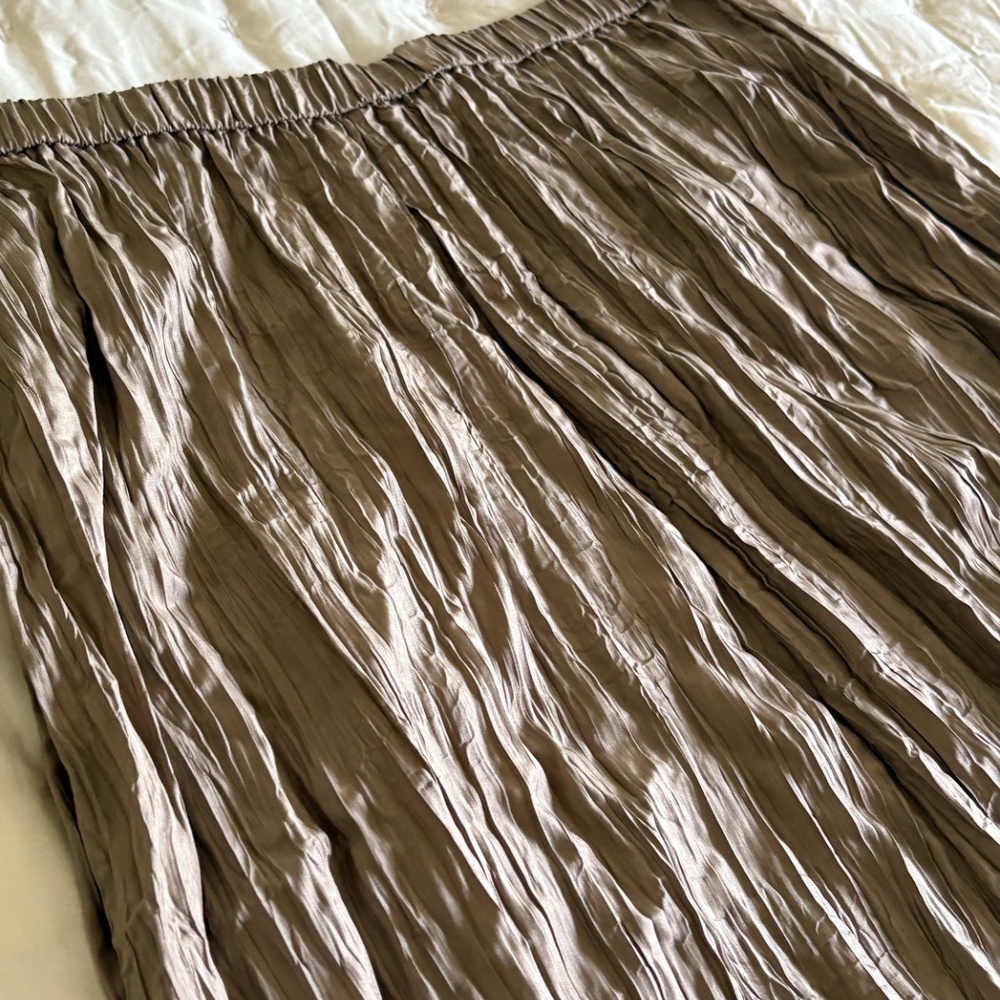 Eileen Fisher Crushed Silk Flared Skirt Cocoa. New with tags. - Picture 8 of 9